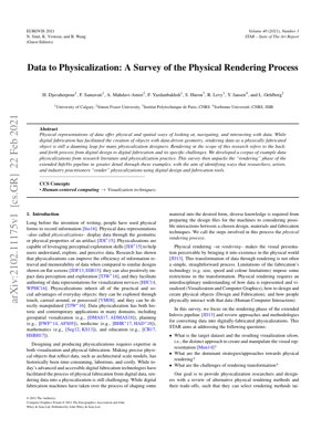 PDF Document Cover - Data to Physicalization: A Survey of the Physical Rendering Process