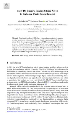 PDF Document Cover - Luxury Brands and NFTs: A Strategic Analysis of Brand Image Enhancement