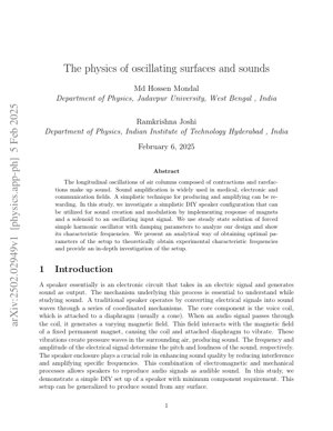 PDF Document Cover - Physics of Oscillating Surfaces and Sound Amplification: DIY Speaker Analysis