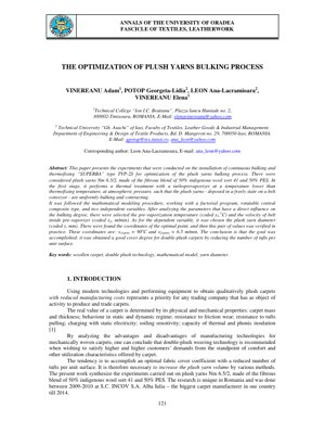 PDF Document Cover - Optimization of Plush Yarns Bulking Process for Carpet Manufacturing