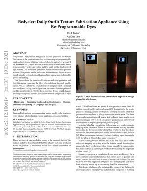 PDF Document Cover - Redycler: Speculative Design for a Daily Outfit Fabrication Appliance Using Re-Programmable Dyes